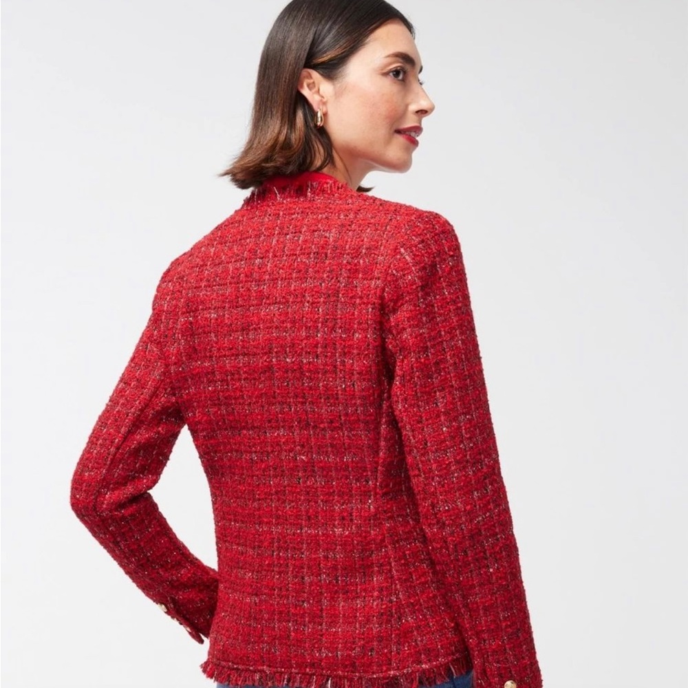 Red Tweed Fringe Jacket - Picture 2 of 7
